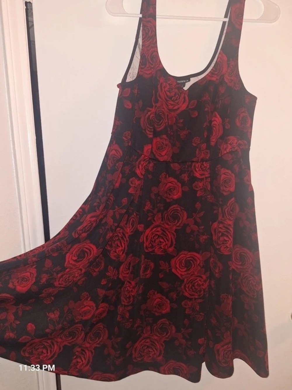 torrid Black & Red Rose-Print Scoop Neck Mini Dress